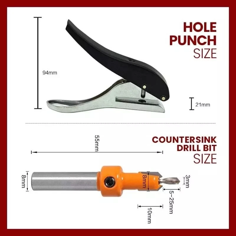 SODIAL Punching Tool 8MM Hole Edge Banding Punching Pliers Screw Hole Hat Woodwork M3L5