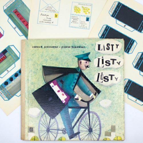 Polish Childrens Book Vintage Postal Mail Man 1960s Bicycle Cutouts 1st Edition 