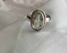 Faceted Green Amethyst Prasiolite Ring Size 6