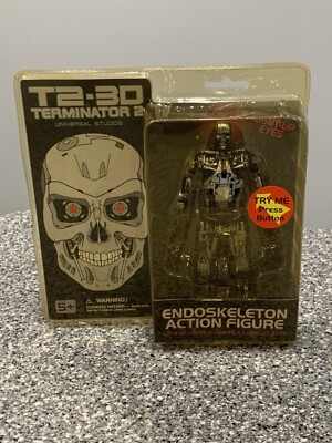 T2-3D Terminator 2 Univeral Studios T-800 Action Figure Light-Up Eyes New-Read!