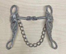 Les Vogt Roper Dogbone Snaffle with Swivel Cheeks Western Bit - 5" German Silver