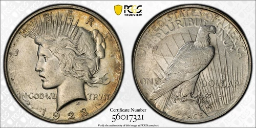 1923-D Peace Silver Dollar PCGS AU55 #7321