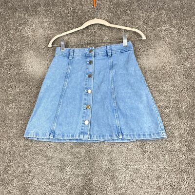 H&m Denim Skirt Light Blue Pleated Denim Skirt