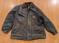 Vintage BIG SMITH Insulated Faded-Black Canvas Chore Coat DISTRESSED - 2XL 