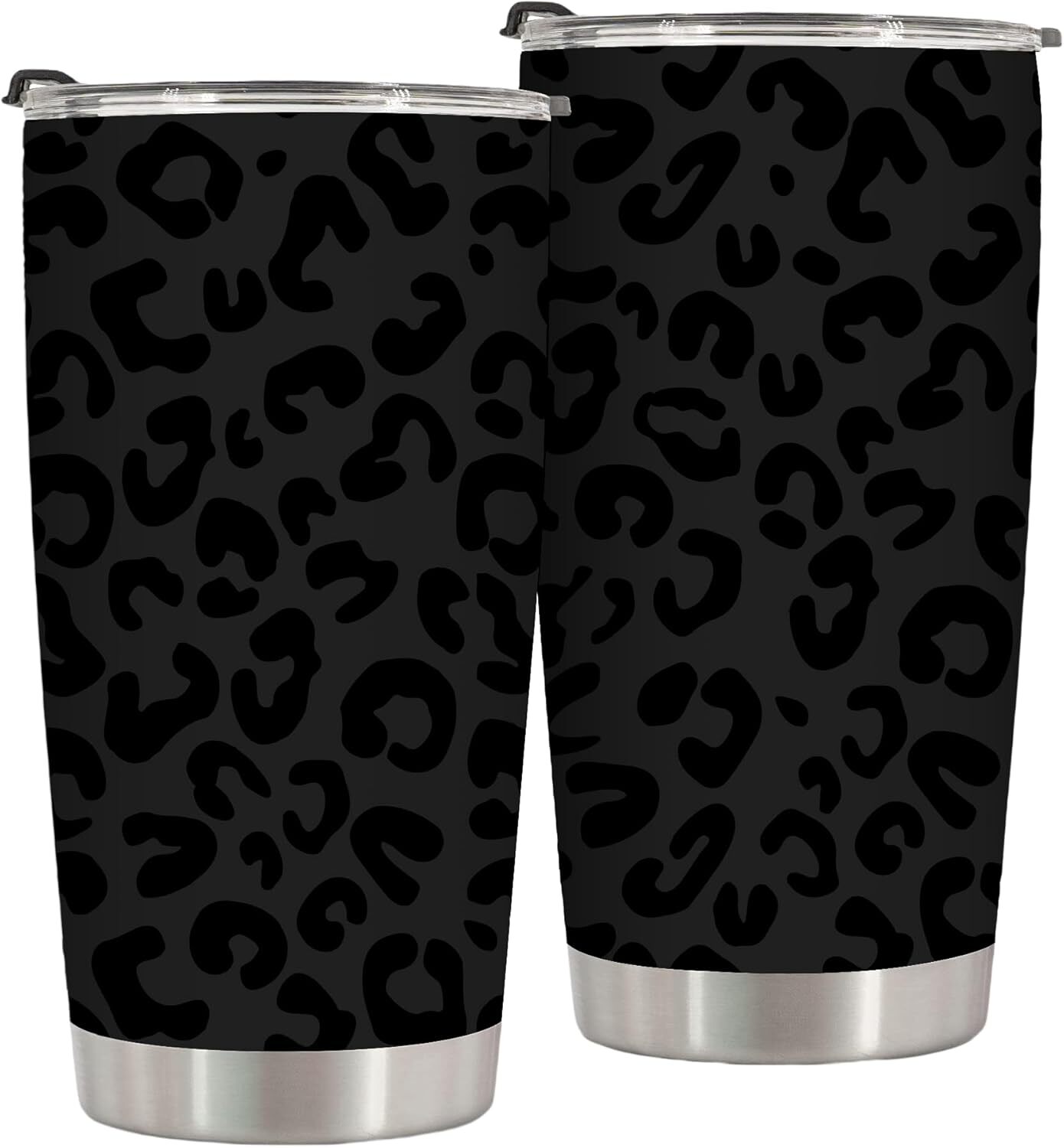 Black Leopard Print Tumbler 20 Oz Stainless Steel Insulated Tumblers Birthday Gi
