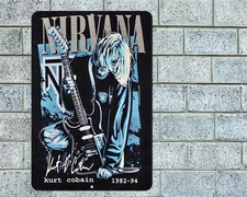 Nirvana Kurt Cobain Sign Aluminum Metal 8"x12" Garage Man Cave Classic Rock