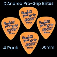 D'andrea Pro-Grip BRITES Guitar Picks Orange 0.60mm, 4 Pack