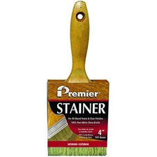 Premier 4" x 7/8" Stain Brush, 100 White China Bristle with Varnished Wood