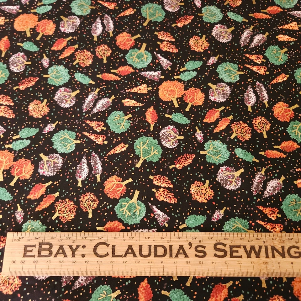 Autumn Splendor BTY Quilting Treasures Fall Trees on Black - Image 2 of 3