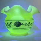 Vintage Fenton Satin Glass Vase Custard Floral Garland Hand Painted Signed
