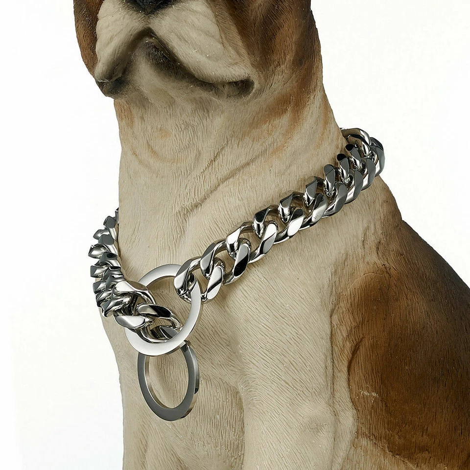 Dog Chain Collar Stainless Steel Cuban Link 10-19MM Multi-Color for S/M/L Dogs - Image 3 of 4