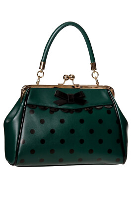 Banned Retro Handtasche Crazy Little Thing Grün Lack Schleife Henkeltasche 