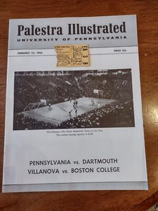 1955 Palestra Illustrated Penn vs. Dartmouth + Ticket Stub 2/12/1955