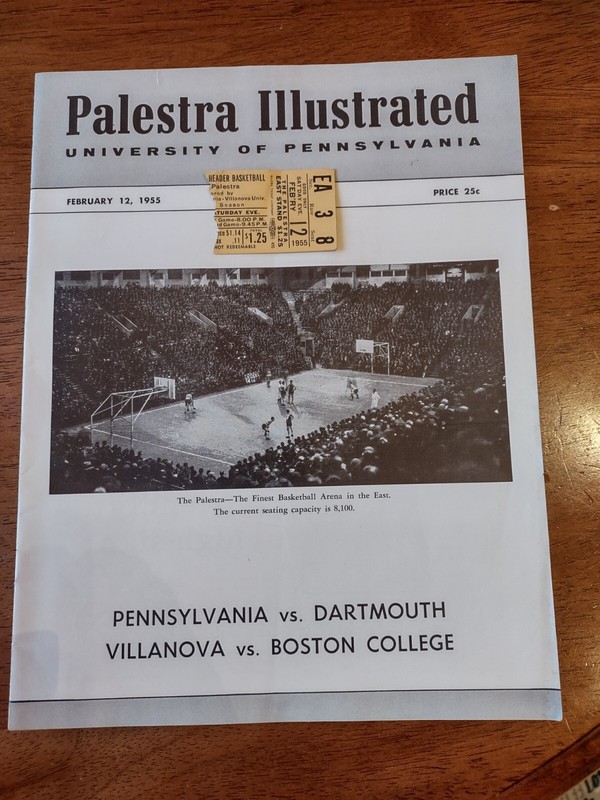 1955 Palestra Illustrated Penn vs. Dartmouth + Ticket Stub 2/12/1955