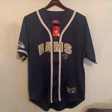 VF Imagewear St. Louis Rams Button Down Jersey Men's Large, Navy Gold