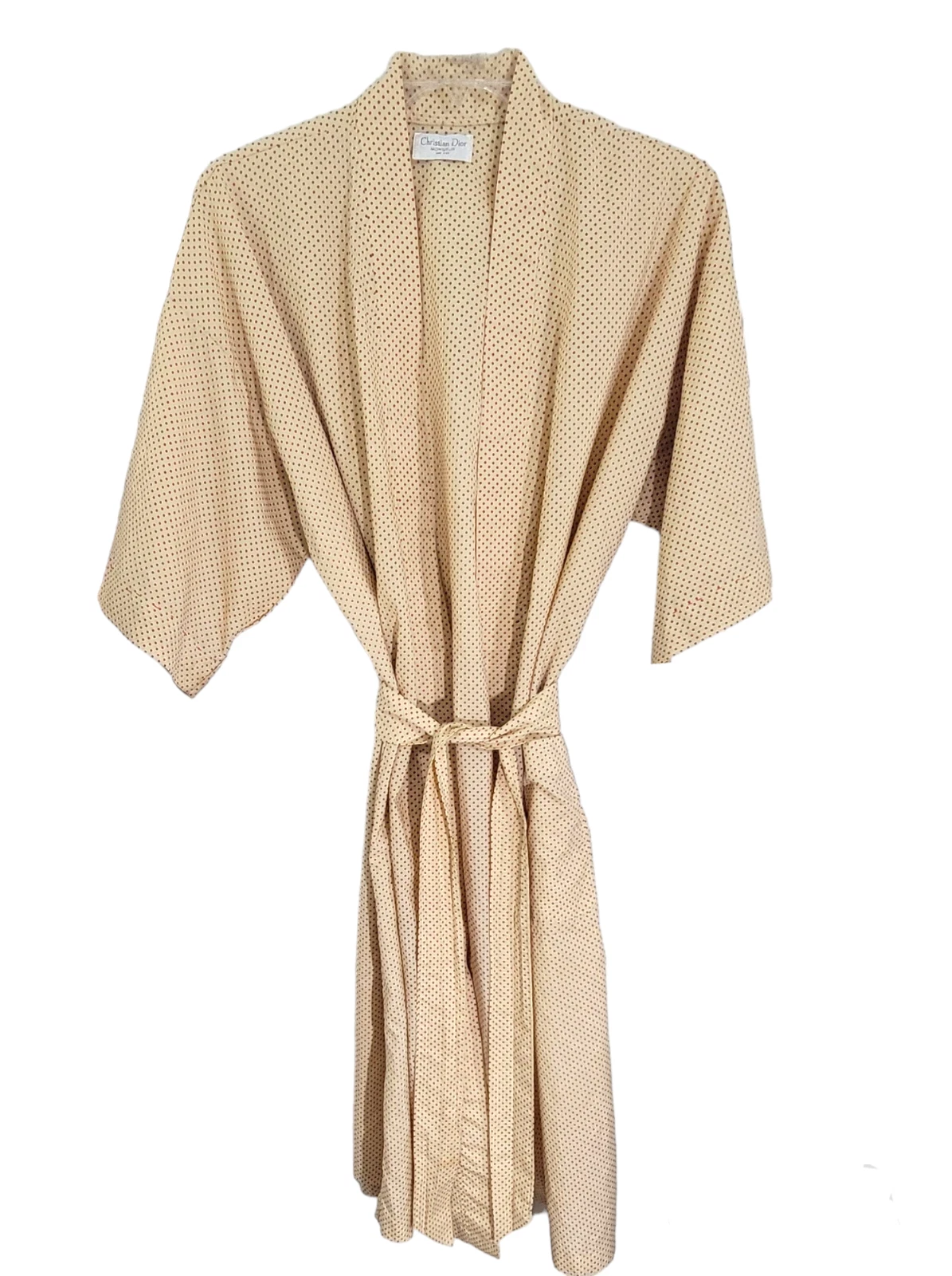 Robe homme Christian Dior Monsieur kimono à pois ceinture beige taille unique