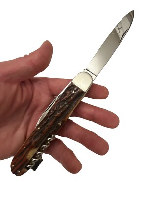 RARE GERMAN ANTON WINGEN JR ROSTFREI STAG HUNTER LOCKBACK FOLDING