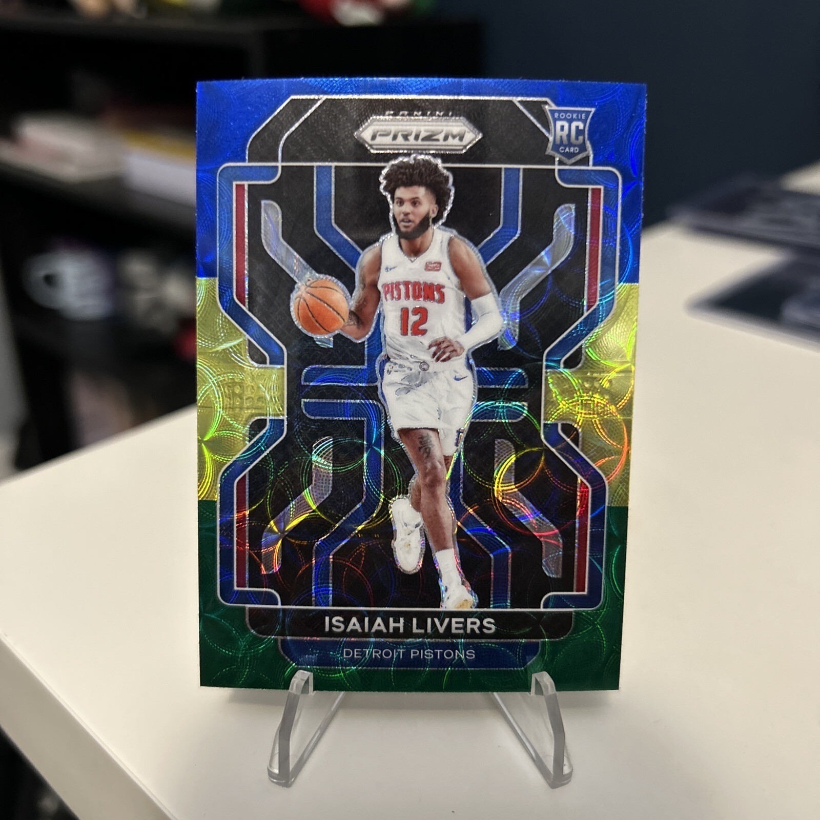 ISAIAH LIVERS 2021-22 Panini Prizm #296 Blue Yellow Green Choice SSP Pistons RC