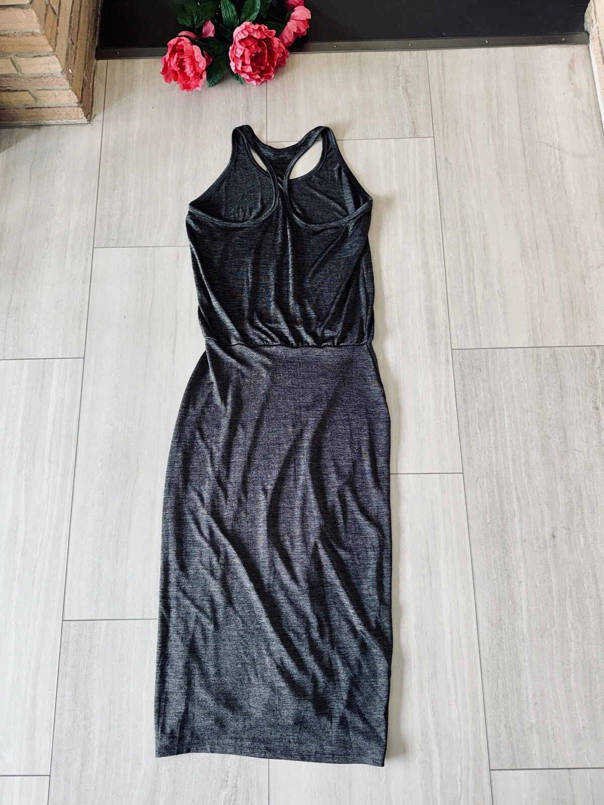 Abito da canotta posteriore T ALEXANDER WANG L XL grigio alto lavorato a maglia lunghezza intera