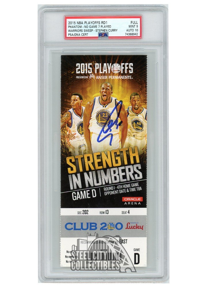 Stephen Curry Autographed 2015 Playoffs Round 1 Game D Ticket PSA 9 PSA/DNA 10