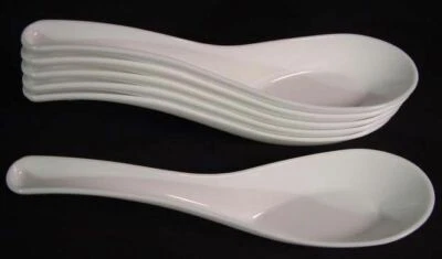 DAISO 6 Wonton Ramen Soup Spoons Lightweight Plastic Reusable