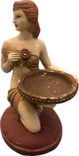 Vintage 1953 Universal Statuary Kneeling Woman Statue Figure Ashtray / Card Tray