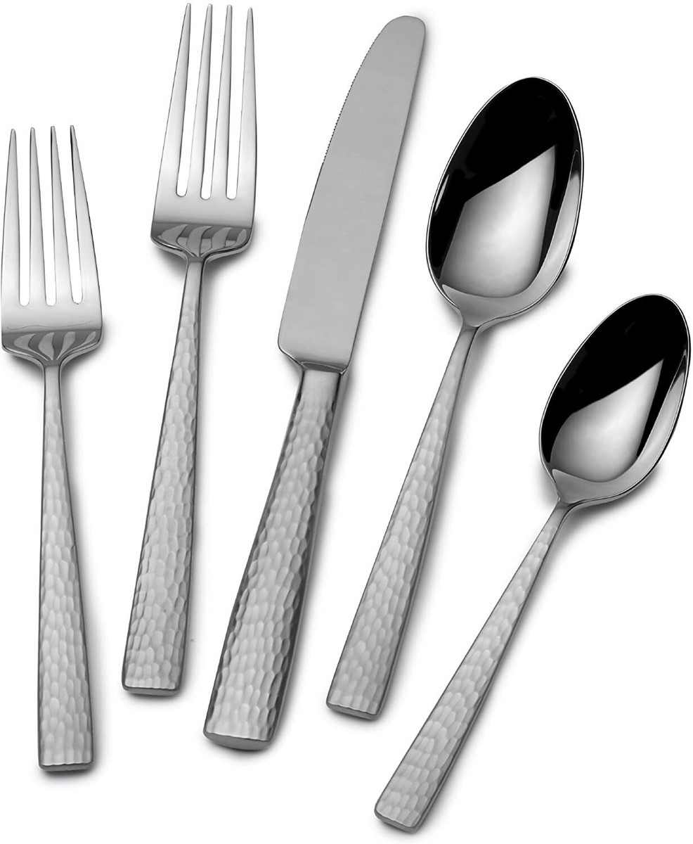 Mikasa OLIVER Stainless Hammered Satin Flatware Set of 5 Soup Spoons