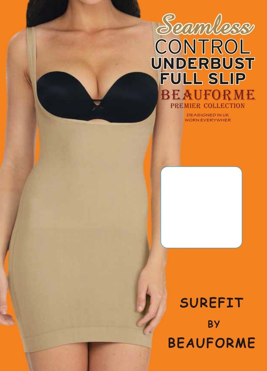 SEAMLESS TUMMY CONTROL UNDERBUST BODYSHAPER SLIP DRESS, SIZE 8-30