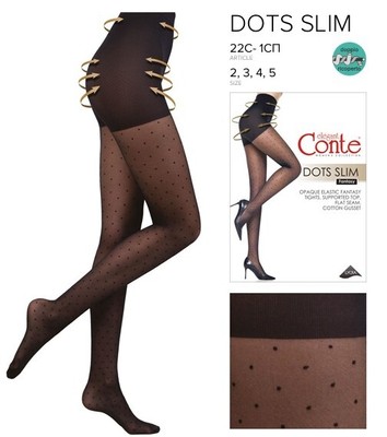 Conte Dots Slim 40 Den / L - women's shaping tights with a polka dot pattern