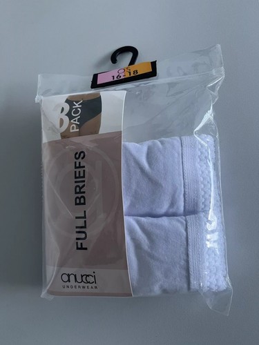 ANUCCI 2ER PACK DAMEN BAUMWOLLE FULL SLIPS HOSE SLIPS UNTERWÄSCHE GR. 16-18 WEISS