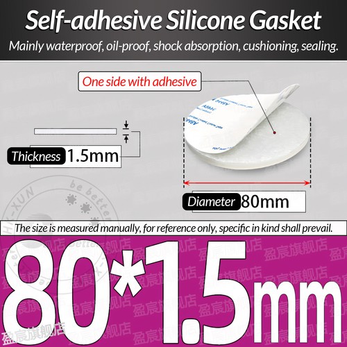 Solid Round Self Adhesive Silicone Pad Disc Sheet Gaskets Ø 5-150mm Thick 1-10mm - Picture 58 of 251