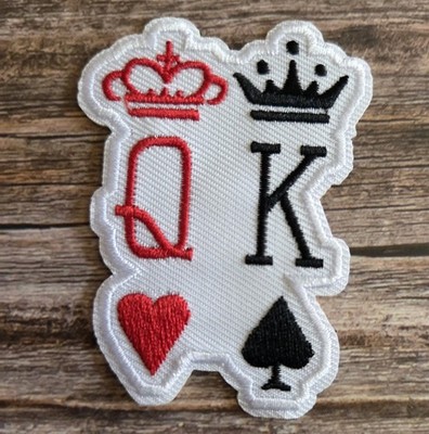 King Queen Playing Cards Poker 90'S  Style Rockabilly Gambling Iron On Patch