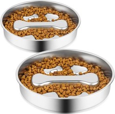 Stainless Steel Slow Feeder Dog Bowls 2 Pcs Slow Food Bowl for Dog  Cat - 2 Cup