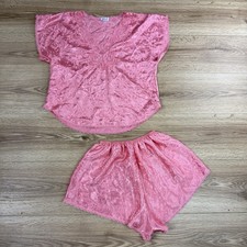 Vintage 90s Deena Womens Pink Satin Lingerie Pajamas Sz Small Top  Shorts Set
