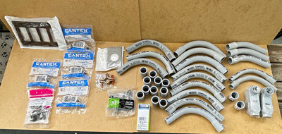 CANTEX Electrical Conduit Fittings Lot PVC Elbows Couplings Leviton Hardware