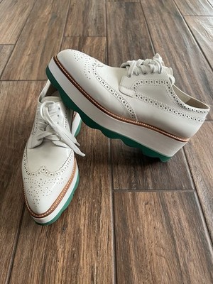 Prada White Leather Wingtip Oxford Platform size 39 | eBay