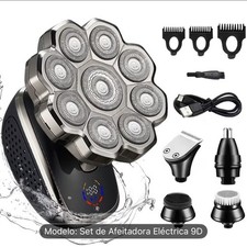 9D Multi-Function Electric Shaver, 9 Head Rotary, Wet/Dry, USB Charging