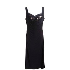 Marina Black Goth Lace Sequin Slip Dress Stretch Y2k Date Event Dress 8