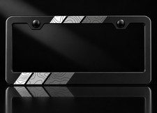 Cement Gray Topographic Stripes License Plate Frame Black Metal Fit Trd
