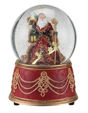 Santa with Snowflakes Musical We Wish You a Merry Christmas 100mm Snow Globe