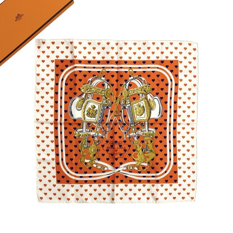 Hermes Carre 42 Orange Silk Scarf Luxury Fashion Accessory