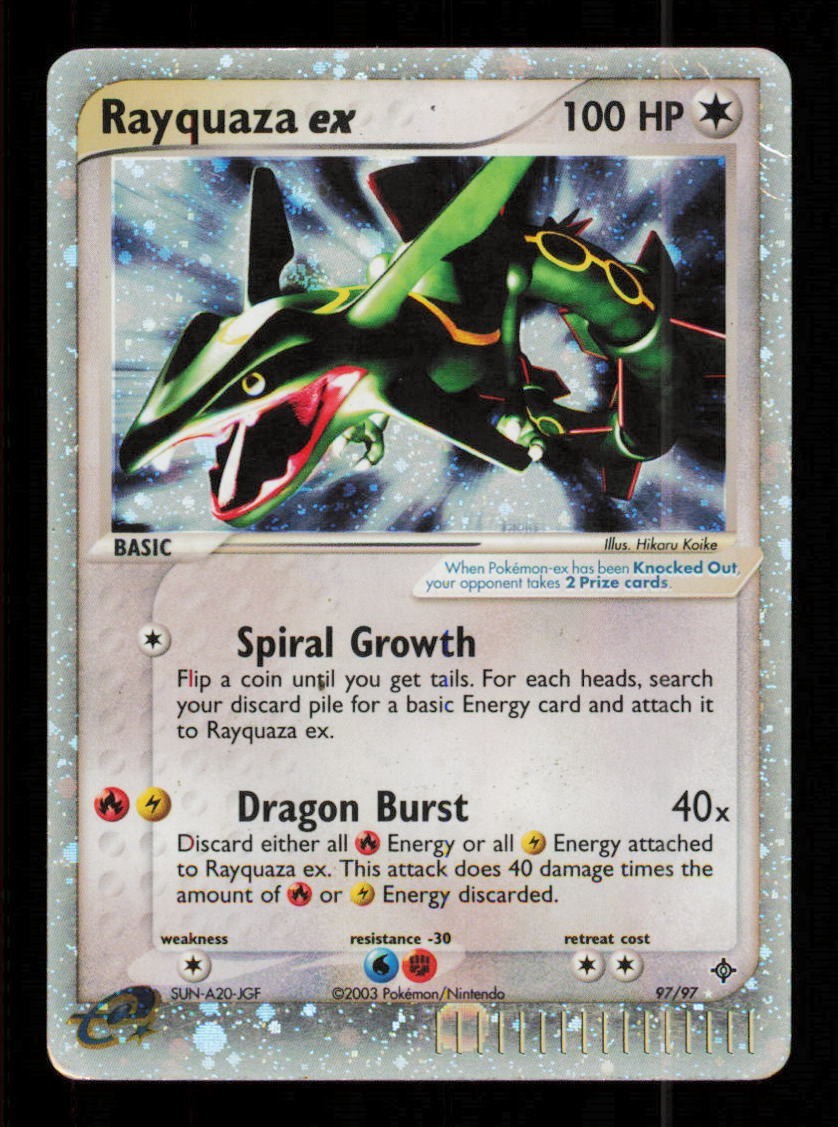 Pokemon Card Rayquaza ex 97/97 Dragon Holo Foil Vintage Rare MP 2003