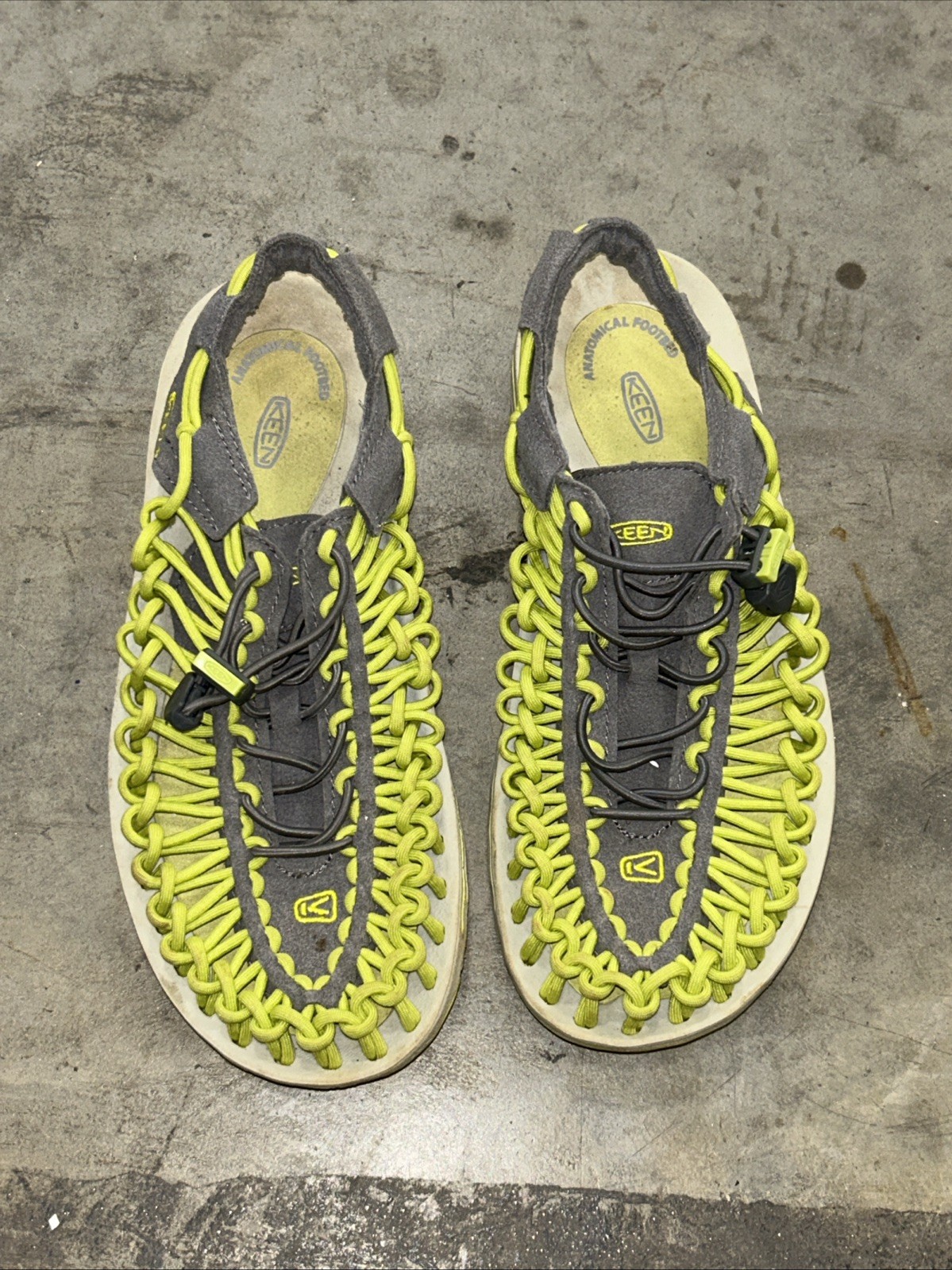 Sandali KEEN Uneek Slice Bungee Cord grigio verde lime scarpe donna TG 7 5