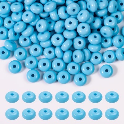 Niziky 500PCS 8mm Acrylic Lentil Beads, Blue Abacus Beads Loose Small, 