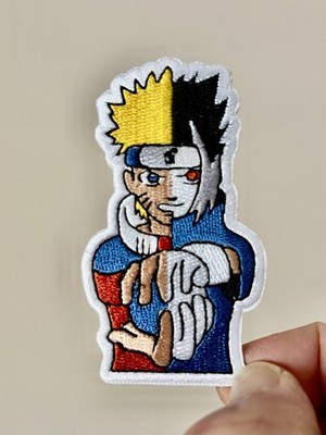 Naruto and Sasuke iron on patch for jeans, bags, hats, and more Embroidered