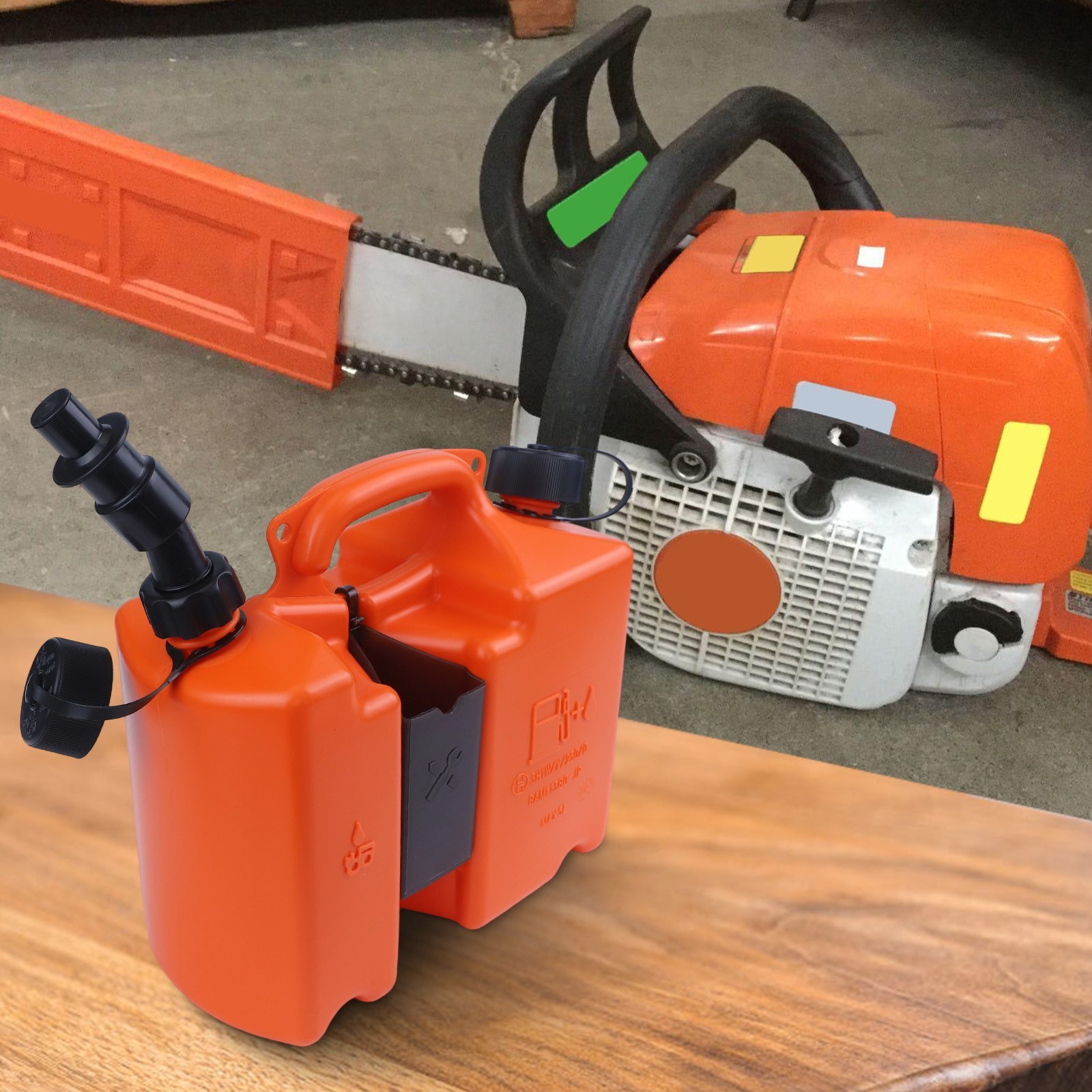 5L Dual Compartment Combi Can for Fuel and Chain Oil with Tool Holders