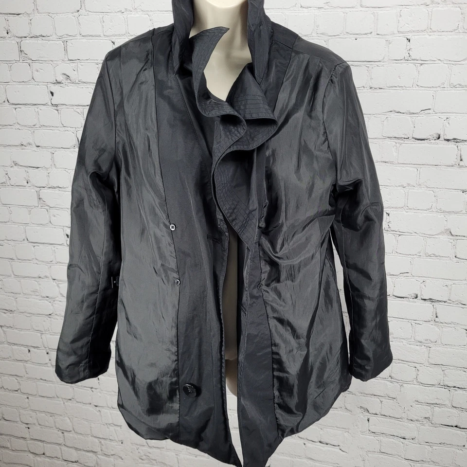 Chaqueta Impermeable Ligera London Fog Negra Doble Pecho Talla Mediana M Foto 4 de 4