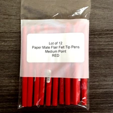 Lot of 12 Paper Mate Flair Felt Tip Pens RED 0.7mm Medium Point 8420152 NEW