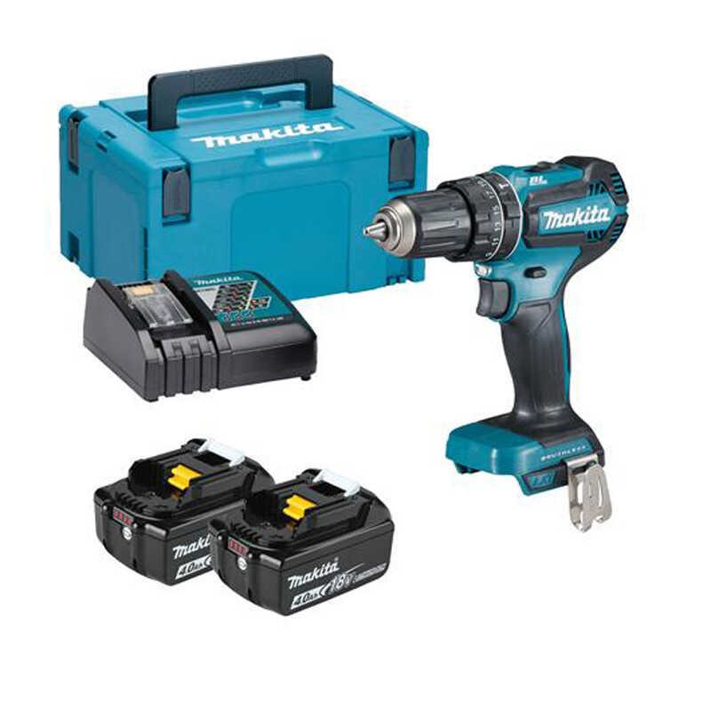 Perceuse perforatrice Makita DHP485RMJ pour percer le béton et visser sans fatigue avec 2 batteries