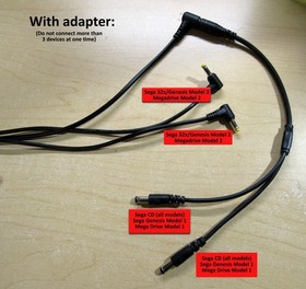 Sega Tower of Power CD / Genesis / 32X Custom Single Power Adapter 3 in 1 Power!